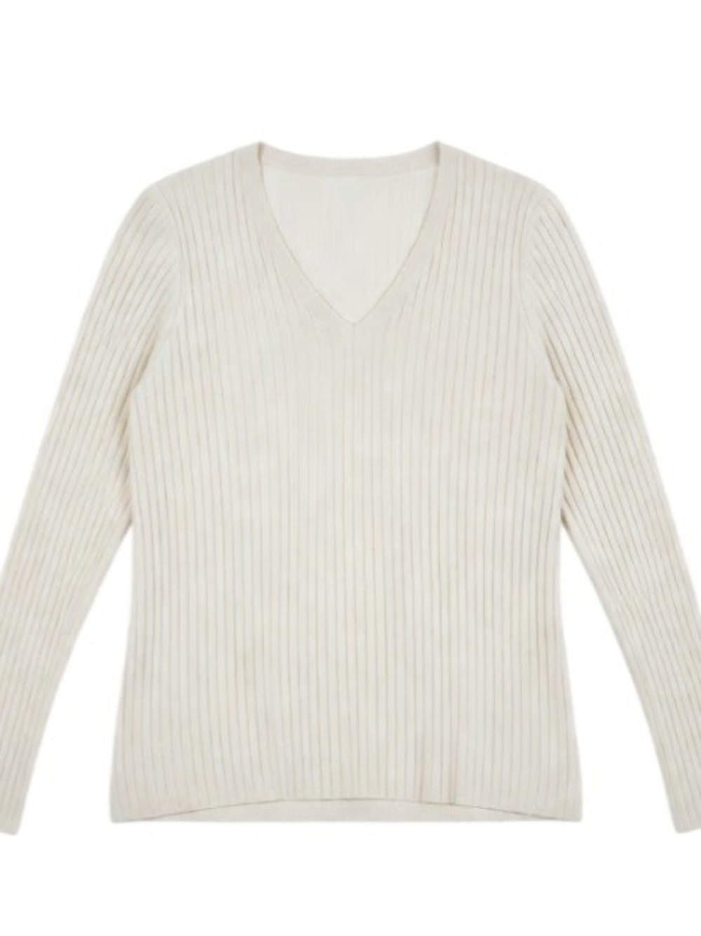 Kohl's Ribbed V-Neck Sweater in Cream